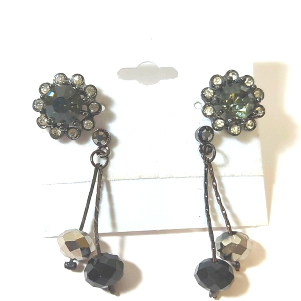 3 for $25- Vintage Crystal Flower Stud Earrings Plus Bonus Crystal Drop Earring